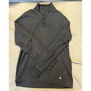 Hugo Boss Button Mock Neck Turtleneck Pullover Orange Stitch‎ Cotton Mens Large